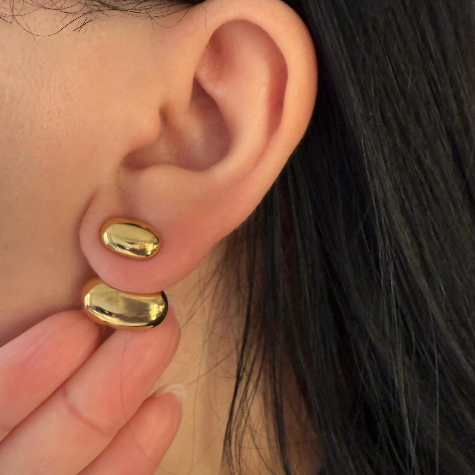 Chunky Double Dome Earrings – Bold Gold & Silver Statement Studs, Stainless Steel | AlaraNYC