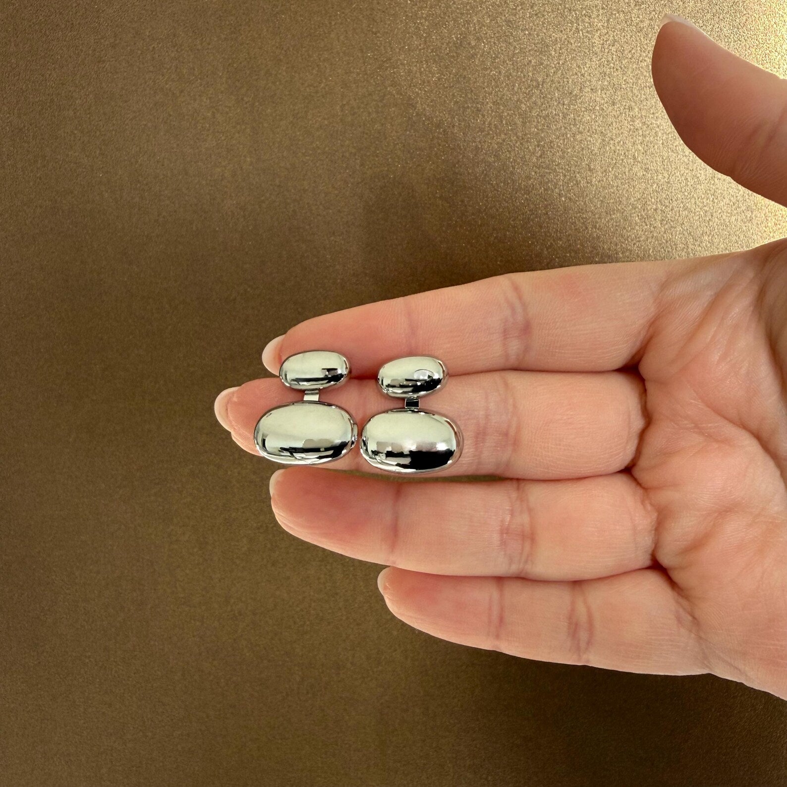 Chunky Double Dome Earrings – Bold Gold & Silver Statement Studs, Stainless Steel | AlaraNYC